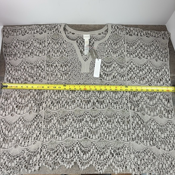 NEW Chicos BIANCA PAULA Sequin / Bead Embellished Open Crochet Poncho L/XL - Picture 9 of 11